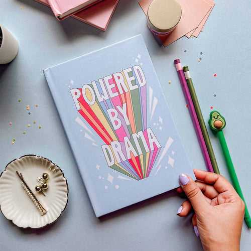 Powered by Drama Hardcover Ruled Notebook