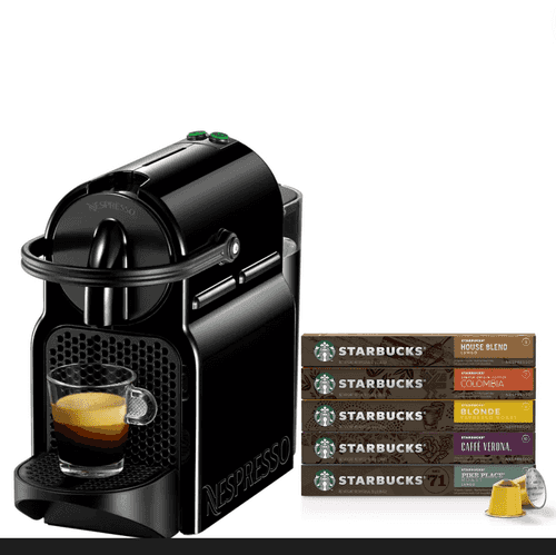 Nespresso by Delonghi Inissia Coffee Machine with Starbucks Pods Variety Pack