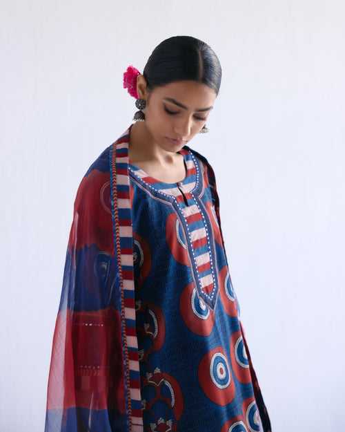 Rozana Chiffon Dupatta Maroon Indigo