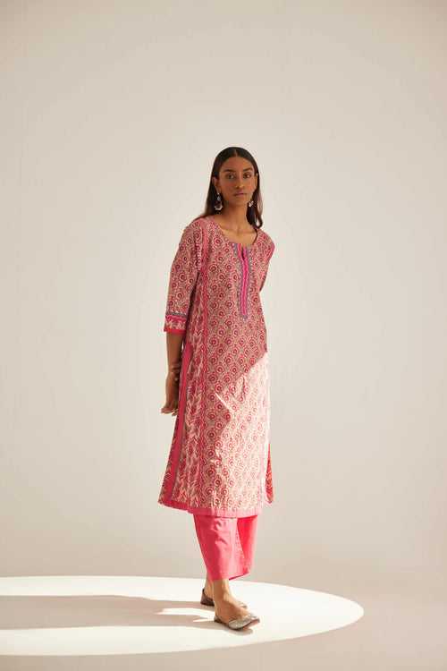 Rozana Kurta Beige Pink