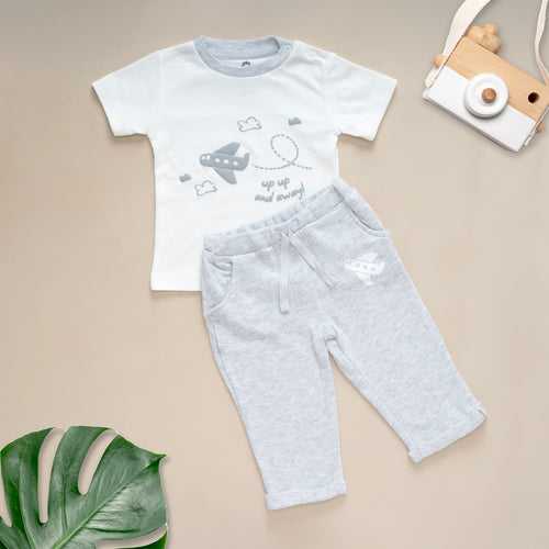 Dr.Leo T-shirt with Pants - White & Gray Combo