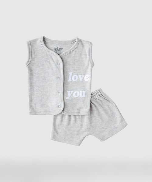drLeo Love You Printed Vest With Shorts