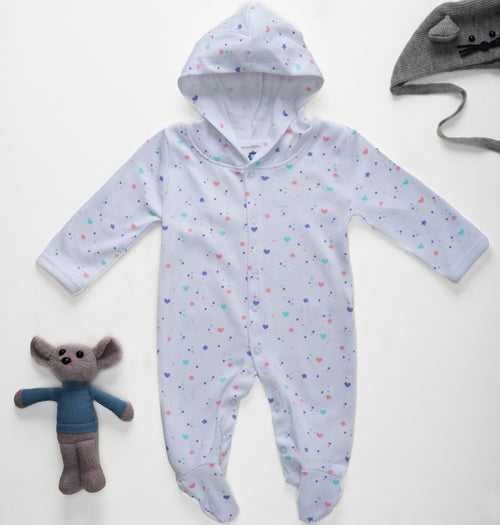 Sleepsuits with Hood and Shoe - White