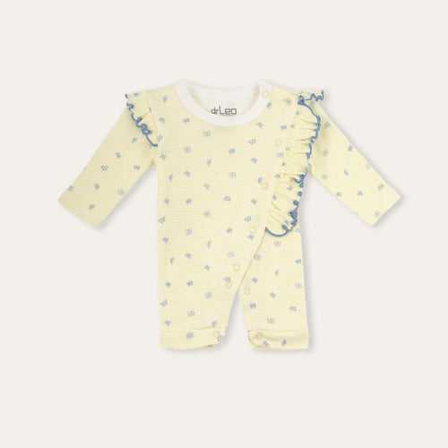 Dr Leo sleepsuit with frill - butterfly print
