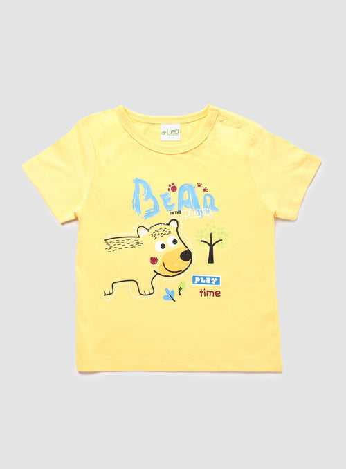 drLeo Lemon Yellow  T-Shirt- Bear Play Time Print