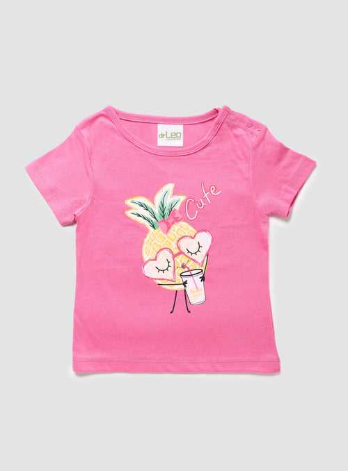 drLeo Girls T-Shirt - Cute Pineapple  Print