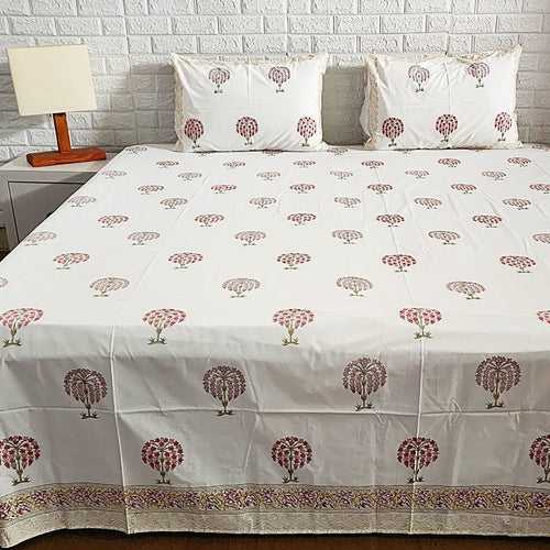 Tree Motif Handblocked Bedsheet