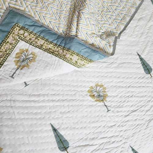 Mughal Garden Double Hand Blocked Quilt