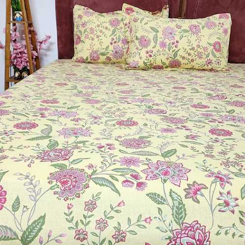 Serene Yellow Cotton Bedsheet