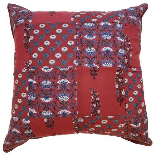Maroon Patchwork Print Cushion Cover