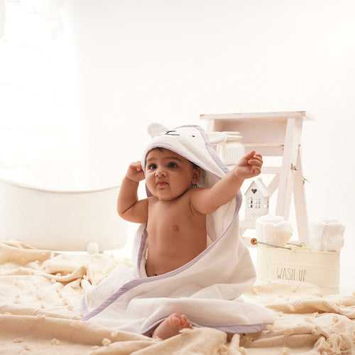 Baby Organic Cotton Hooded Towel - Bear Hug