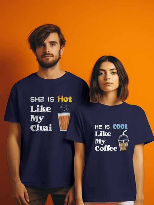 She is hot, he is cool latest couple T-shirt design