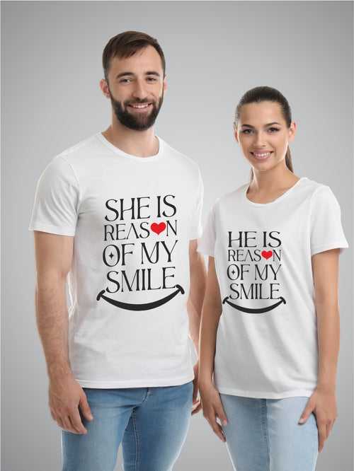 Reason of each other's smile couple t-shirt design