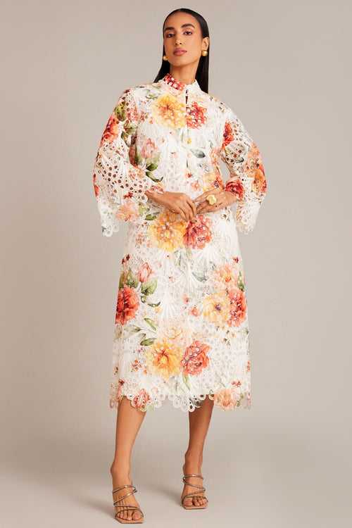 Bloom Scallop Midi Dress