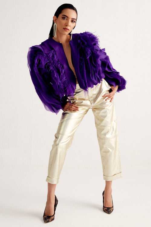 Rebecca Purple Feather Jacket
