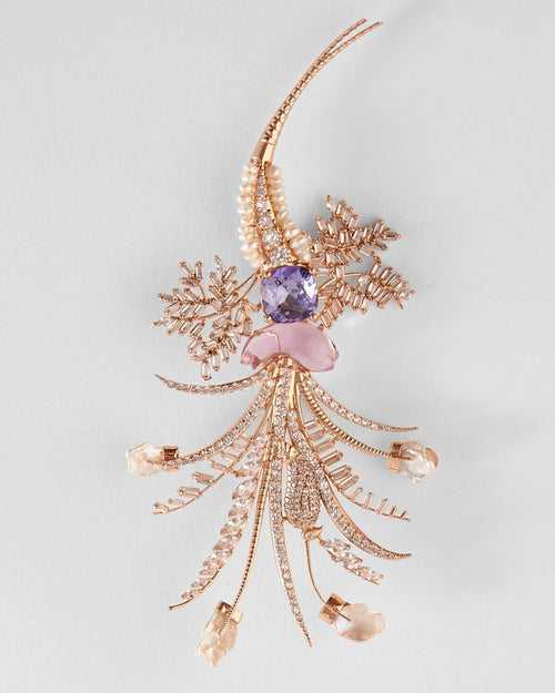 Le Sunset Palm Brooch in Tanzanite