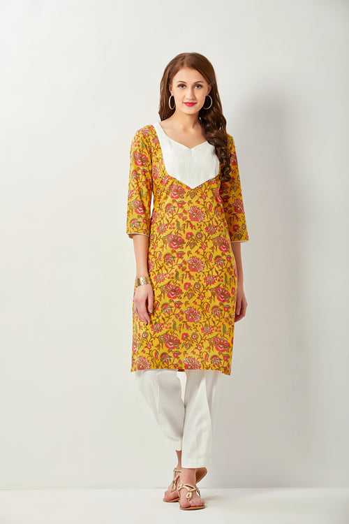 Floral Kurta with Pleated Palazzo