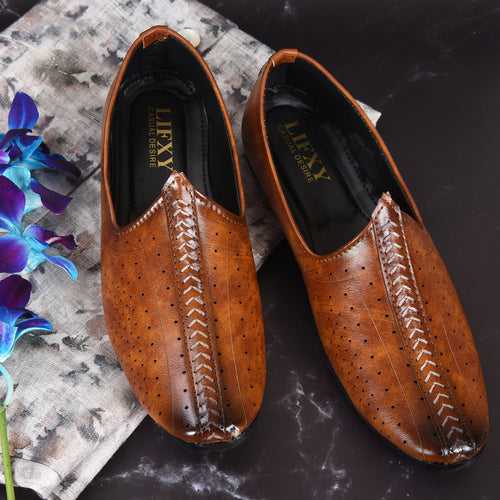 Kolapuri Centre Ethnic Occasual Tan Jutti Shoe