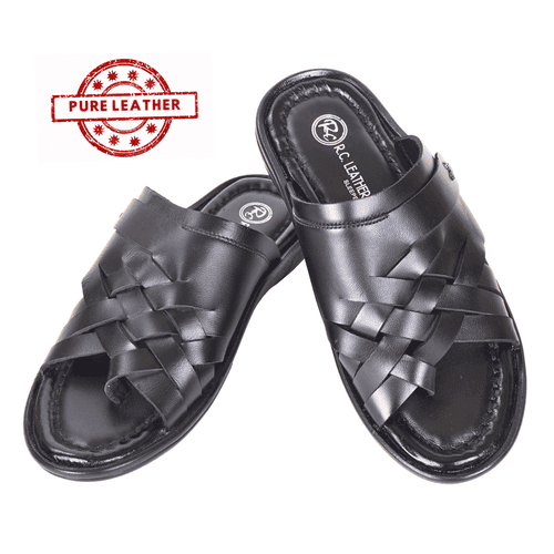 Kolapuri Centre Ethnic Black Pure Leather Chappal