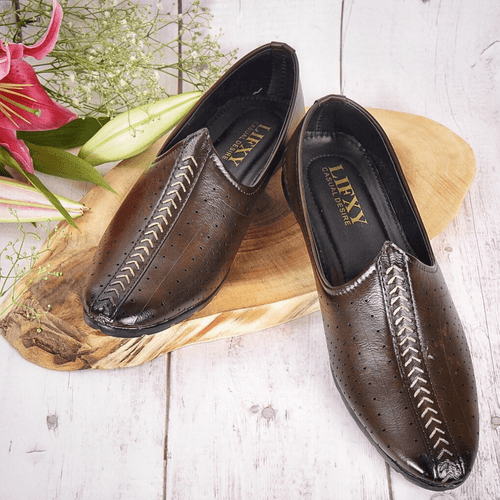 Kolapuri Centre Ethnic Occasual Brown Jutti Shoe