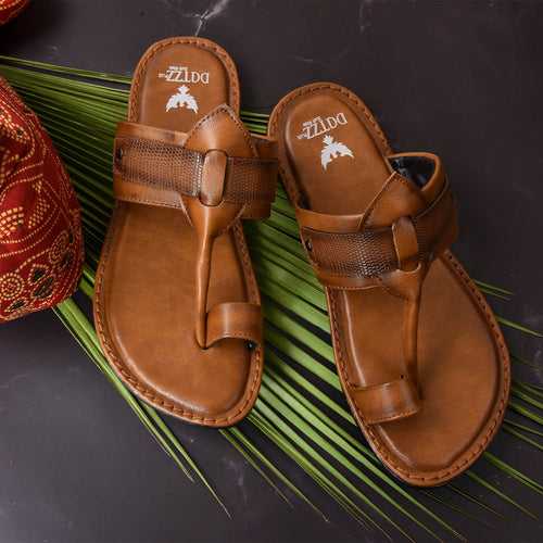 Kolapuri Centre Ethnic Occasual Men's Tan Chappal