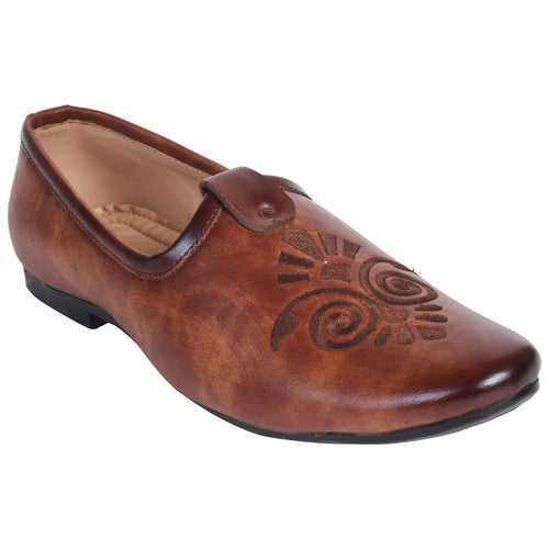 Kolapuri Centre Men's Ethnic Occasual Tan Jutti Shoe