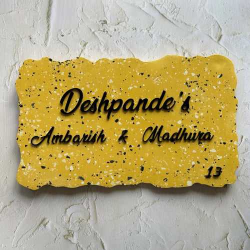 Terrazzo Nameplate - Mustard Yellow