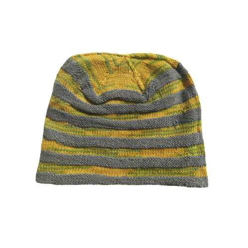 Striped Cap -  Grey and ikat green-yellow