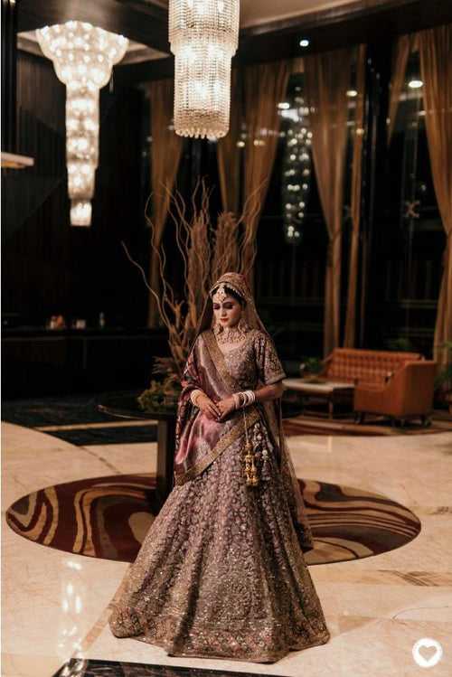 Rose Gold Embroidered Bridal Lehenga