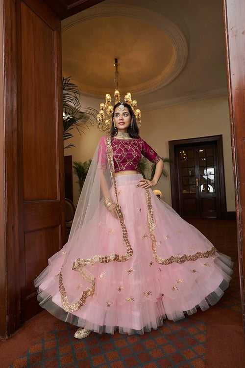 Baby Pink Colour Thread and Embroidery Work lehenga Choli