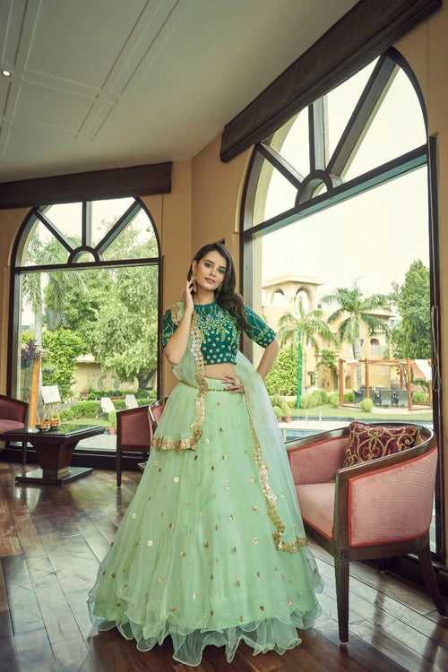 Green Colour Heavy Nylon Net Lehenga Choli