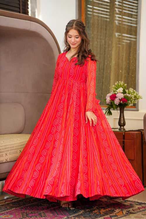 Red Color Beautiful and Stylish Full Flair Gown for Women