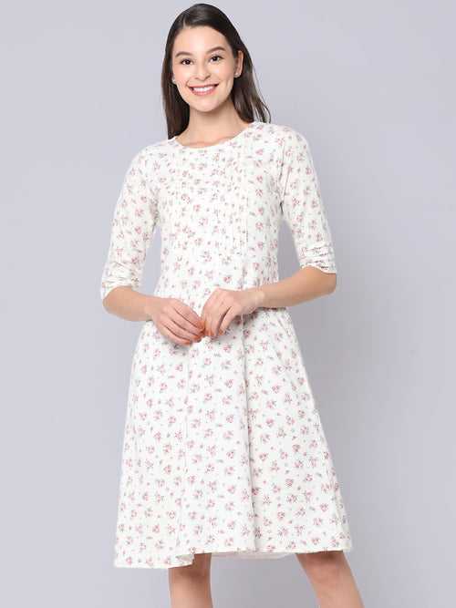 Blooming "Pure Cotton" Pleated Floral Dress