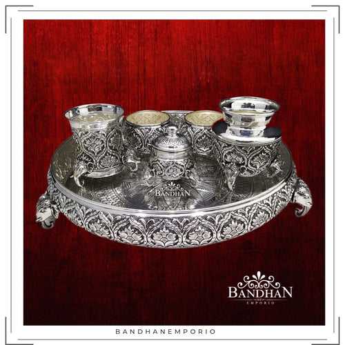 Pure 92.5 Silver Pooja Thali Set (Please confirm price with us before purchase)