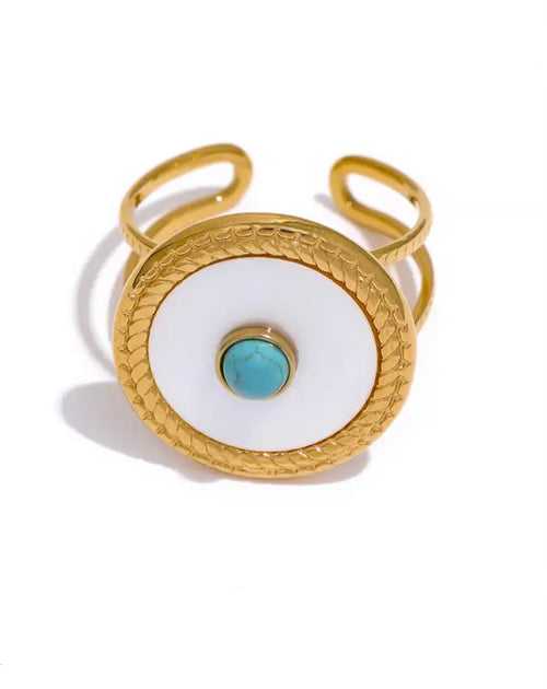 Adhara  Shell Turquoise Ring - 18K Gold Coated