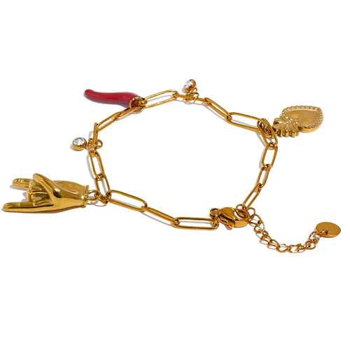 Fiery Heart Bracelet - 18K Gold Coated