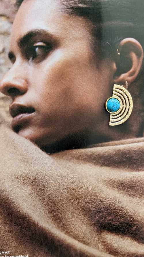 Blue Moon Studs - Gold Coated Earrings