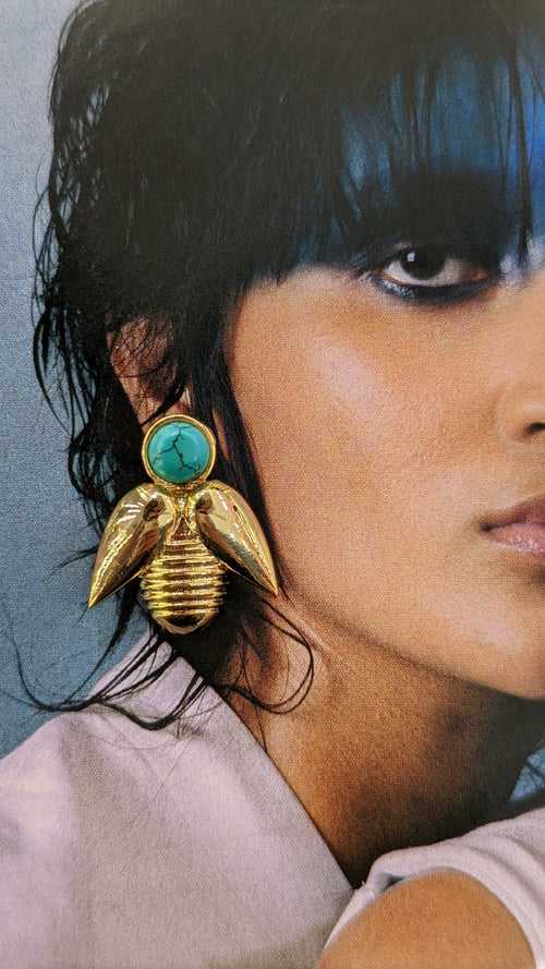 Scarabaeous Studs - Gold Coated Earrings