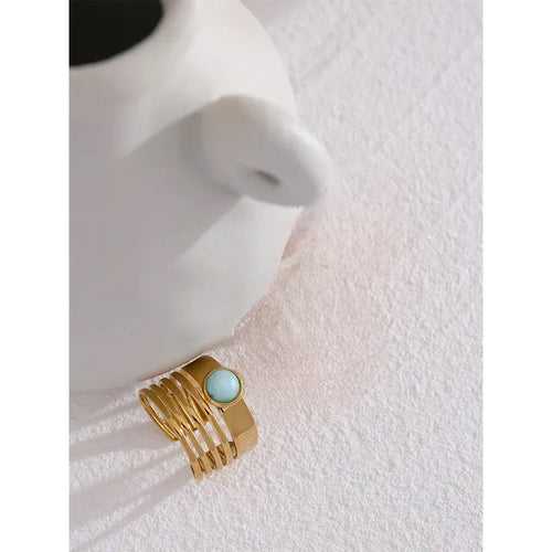 Crown Bead Ring - 18K Gold Coated