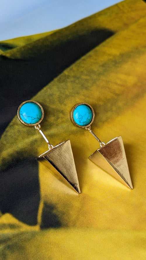Sekhem Pyramid Earrings - Gold Coated Earrings