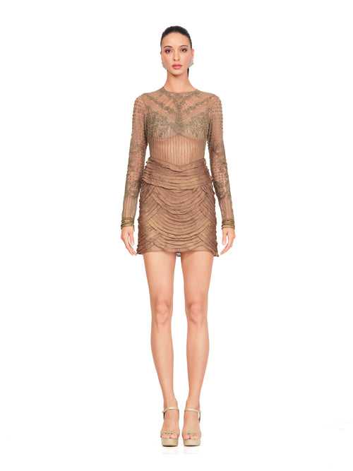 Embroidered Copper Dress