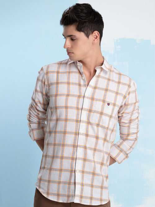 OTTO - Orange Checkered Casual Shirt. Trim Fit - OSY64I_1