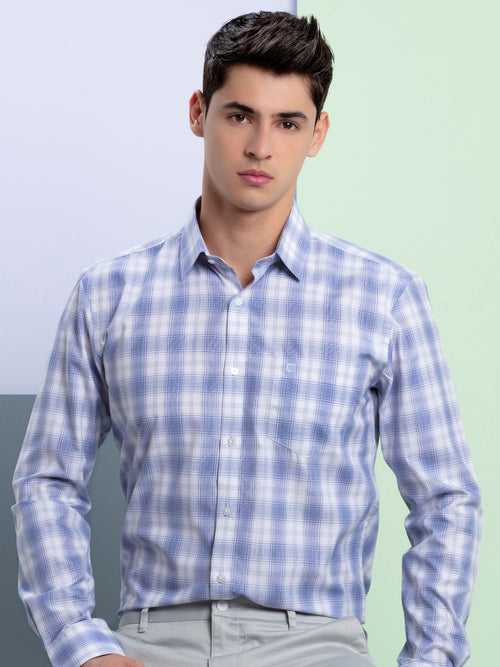 OTTO - Sky Blue Checkered Formal Shirt. Trim Fit - OFTT4U_1