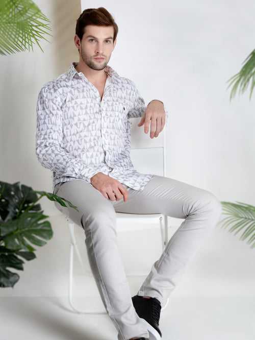 OTTO - L.Grey Printed Casual Shirt - OSINIM_1