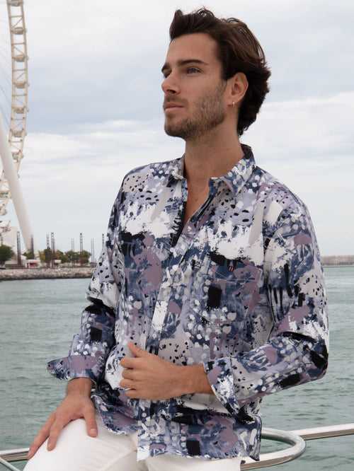 OTTO - Pistachio Printed Casual Shirt. Slim Fit - SSOHSMI008_PISTACHIO