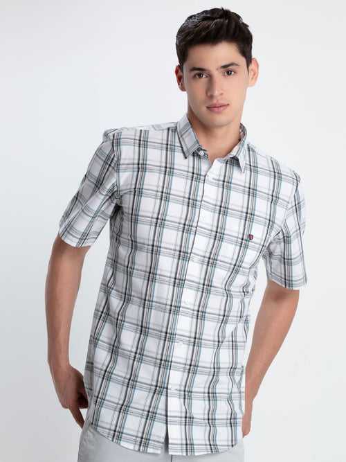 OTTO - Teal Checkered Casual Shirt. Trim Fit - OSTKYM_1