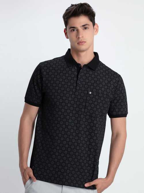 OTTO - Black Graphic Polo T Shirt - HSES34106_1
