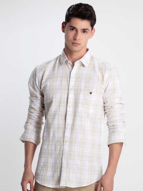OTTO - Brown Checkered Casual Shirt. Trim Fit - OSUANJ_1