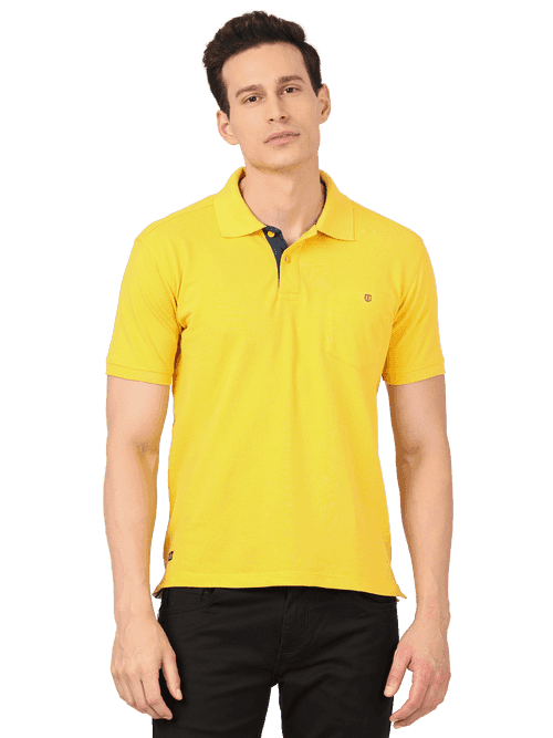 OTTO - Gold Plain Polo Collar T Shirt - CHARLES_GOLD