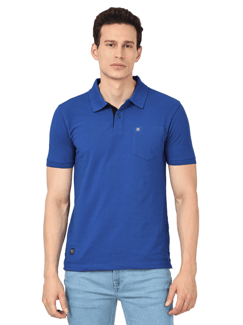 OTTO - Royal Plain Polo Collar T Shirt - CHARLES_ROYAL